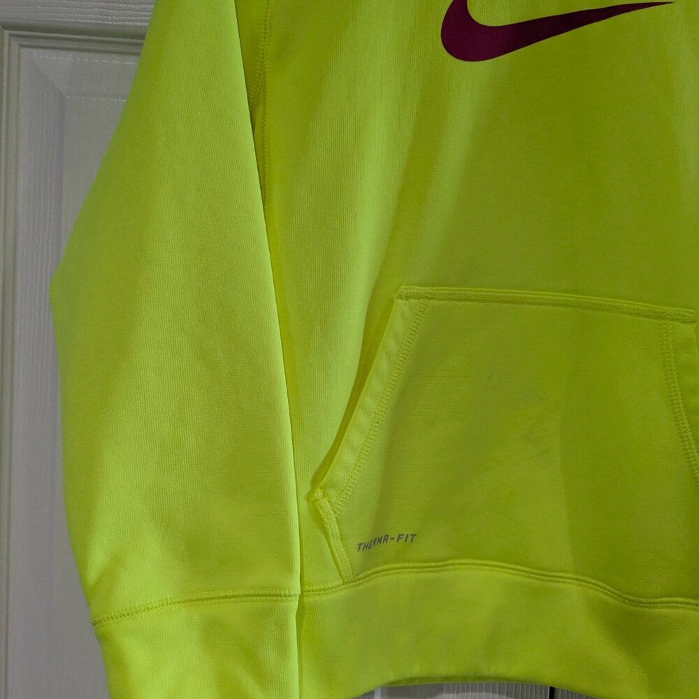 Nike Kids Pullover Hoodie Size Medium, Neon Green, Pink Swoosh, Therma-Fit - Picture 5 of 16